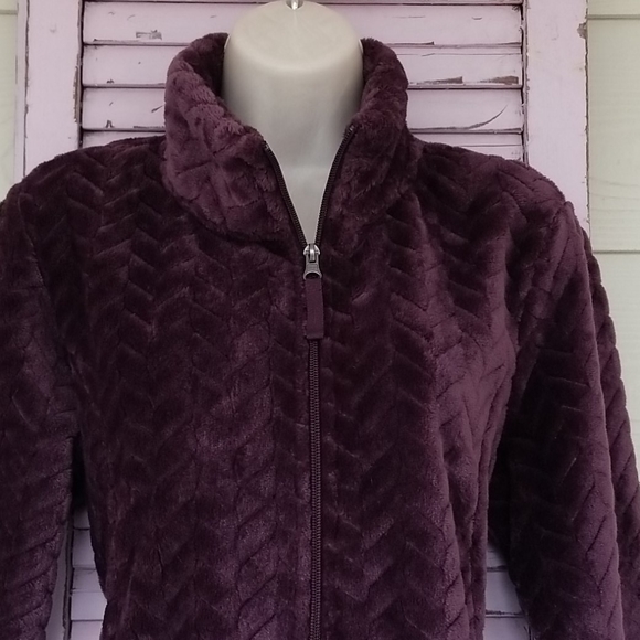 ๐ FREE COUNTRY Chevron Butter Pile Jacket Purple M NWT - Picture 1 of 12